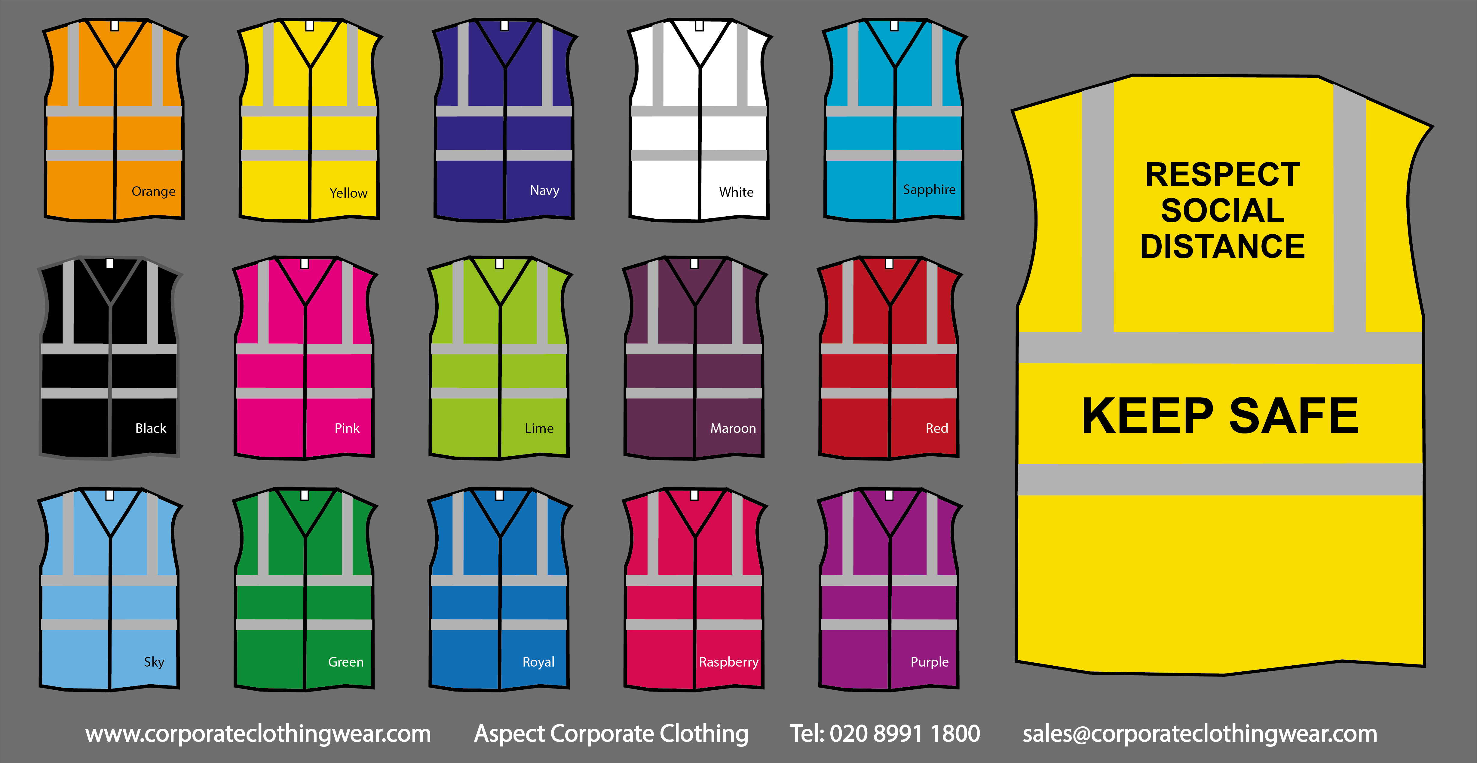 Hi-vis safety vest promoting social distancing